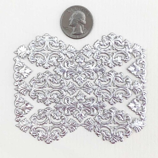 Silver Dresden Foil Ornate Flourishes  and Corners ~ 12