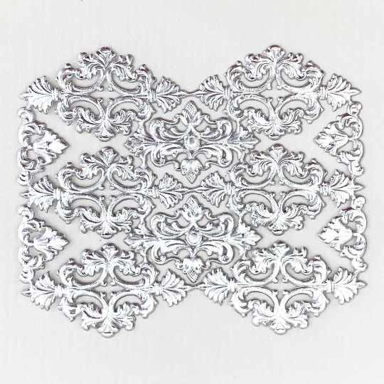 Silver Dresden Foil Ornate Flourishes  and Corners ~ 12