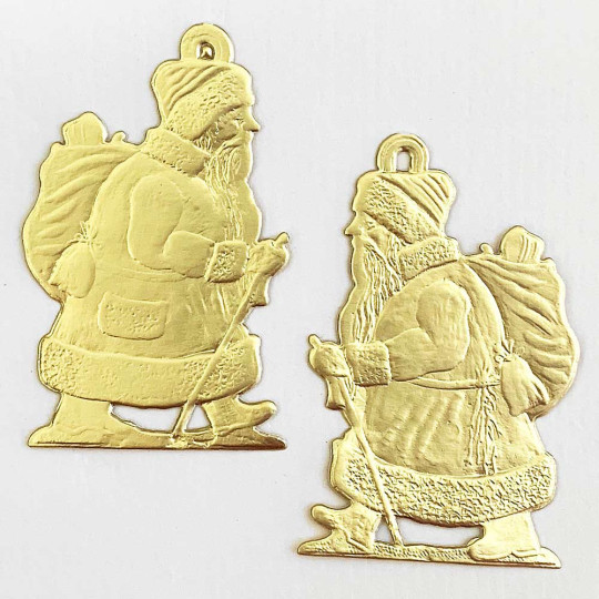 Extra Large Gold Dresden Santas ~ 2
