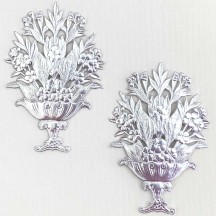 Fancy Silver Dresden Foil Flower Baskets ~ 2
