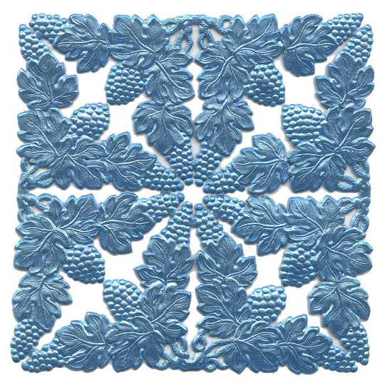 Extra Fancy Light Blue Dresden Foil Corners with Grapes and Leaves ~ 4