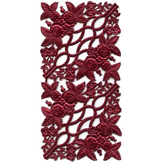 Extra Fancy Burgundy Dresden Foil Corners with Roses and Flowers ~ 4