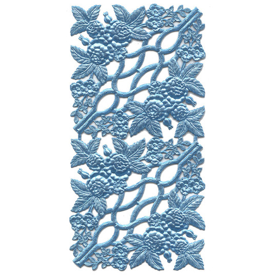 Extra Fancy Light Blue Dresden Foil Corners with Roses and Flowers ~ 4