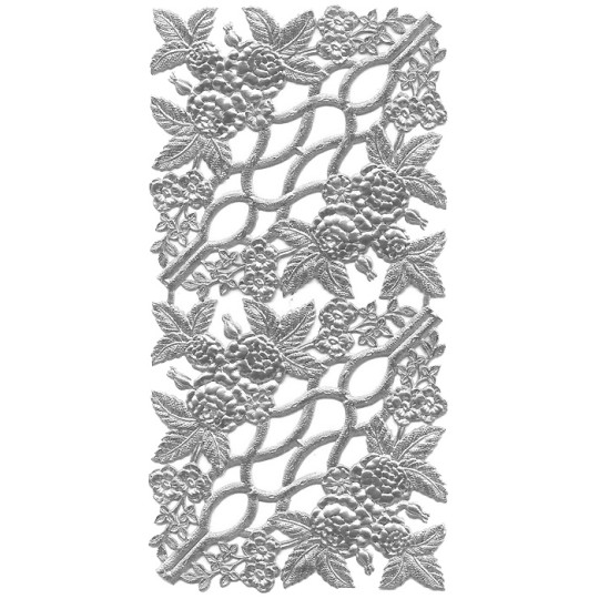 Extra Fancy Silver Dresden Foil Corners with Roses and Flowers ~ 4