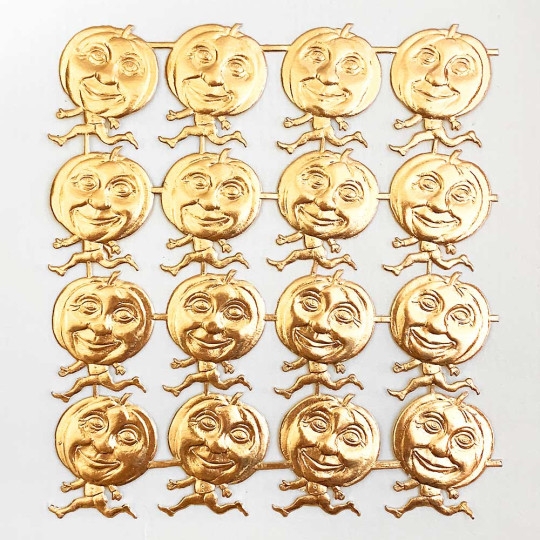 Antique Gold Dresden Running Pumpkins ~ 16