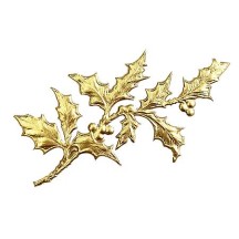 Gold Dresden Foil Holly Branches ~ 6