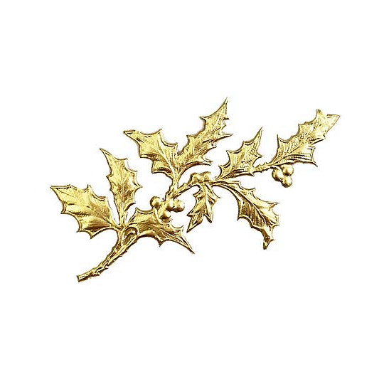 Gold Dresden Foil Holly Branches ~ 6