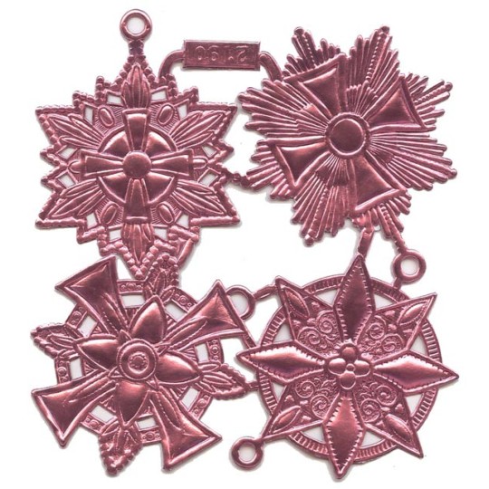 Large Pink Dresden Foil Medallions ~ 4 Assorted
