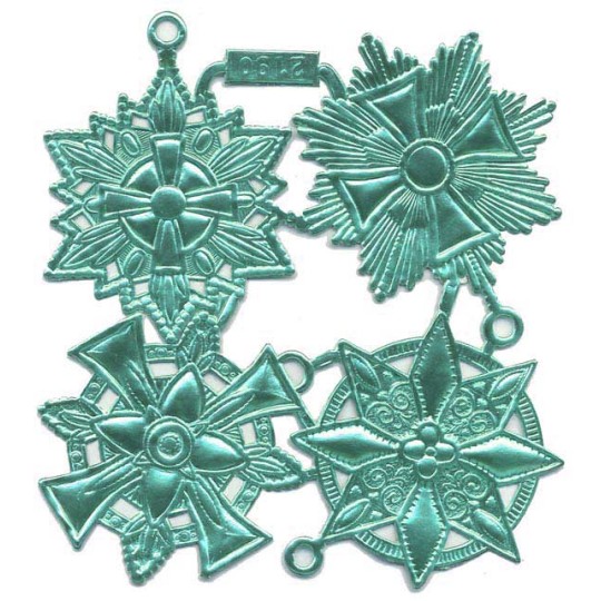 Large Aqua Dresden Foil Medallions ~ 4 Assorted