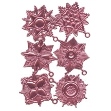 Large Pink Dresden Foil Medallions ~ 6 Assorted