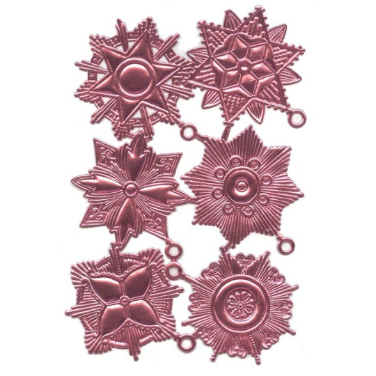 Large Pink Dresden Foil Medallions ~ 6 Assorted