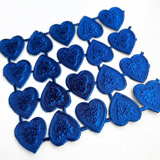 Dark Blue Dresden Foil Floral Hearts ~ 20