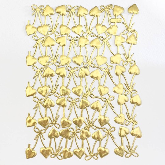Gold Dresden Foil Hearts & Bows ~ 30