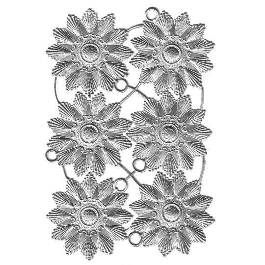 Large Silver Dresden Foil Dotted Star Ornaments ~ 6