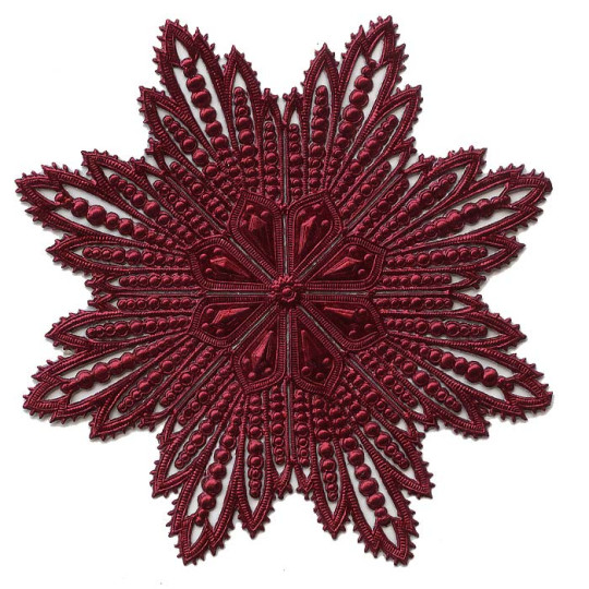Extra Large Burgundy Dresden Foil Filigree Snowflake or Halo ~ 1
