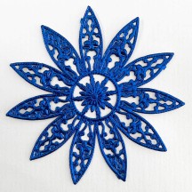 Large Fancy Filigree Dark Blue Foil Dresden Snowflakes or Halos ~ 2
