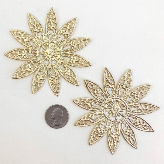 Large Fancy Filigree Gold Dresden Snowflakes or Halos ~ 2