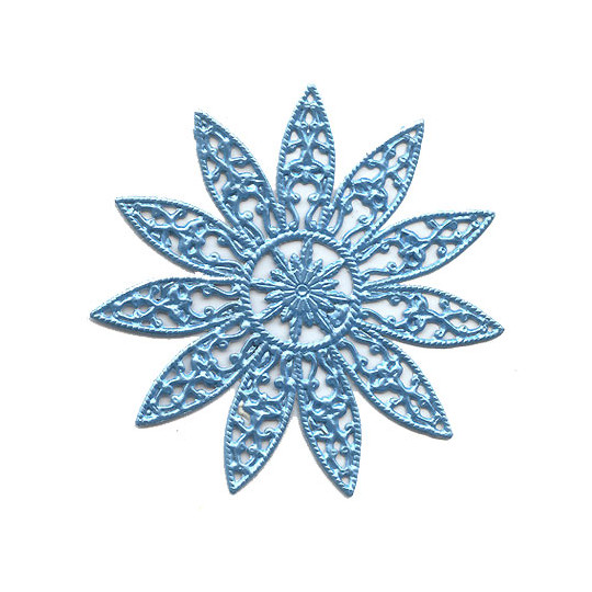 Large Fancy Filigree Light Blue Dresden Snowflakes or Halos ~ 2
