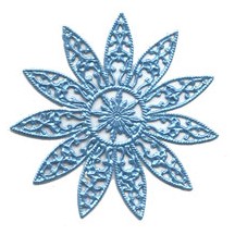 Large Fancy Filigree Light Blue Dresden Snowflakes or Halos ~ 2