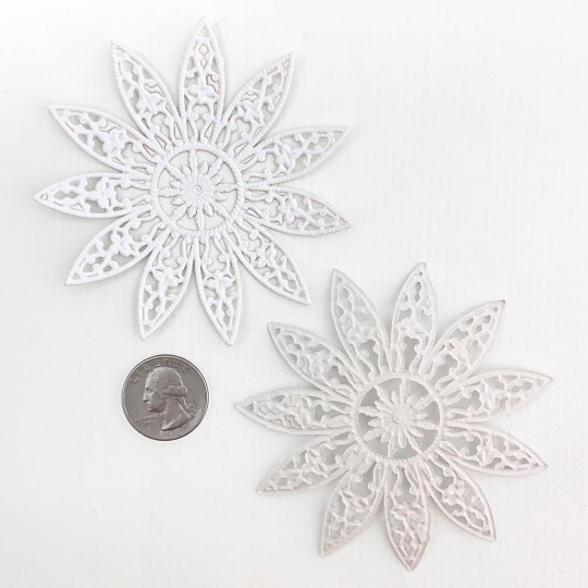 Large Fancy Filigree White Paper Dresden Snowflakes or Halos ~ 2