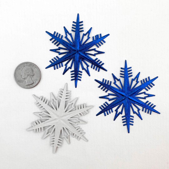 Petite Classic Dark Blue Dresden Foil Snowflakes ~ 3
