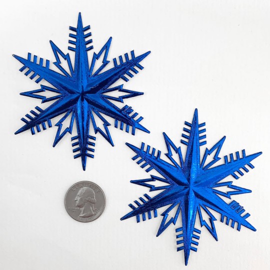 Classic Dark Blue Dresden Foil Snowflakes ~ 2