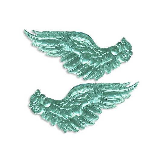 Extra Large Aqua Dresden Foil Wings ~ 2 pair
