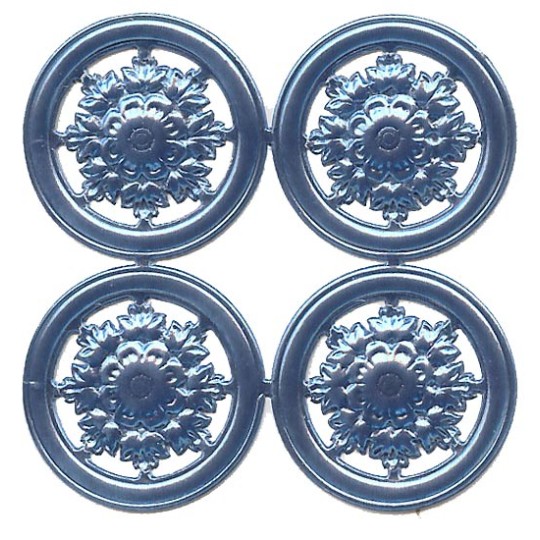 Steel Blue Dresden Foil Filligree Snowflake Medallions ~ 4