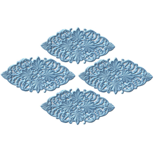 Light Blue Dresden Foil Flourishes ~ 4