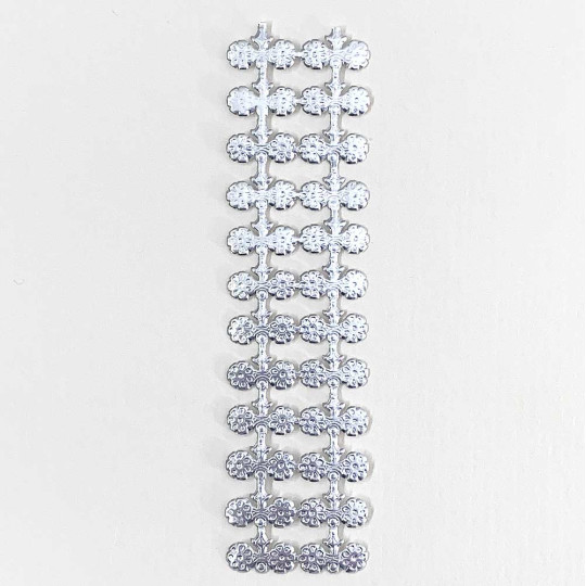 Silver Dresden Foil Fancy Flower Embellishments ~ 24