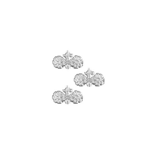 Silver Dresden Foil Fancy Flower Embellishments ~ 24
