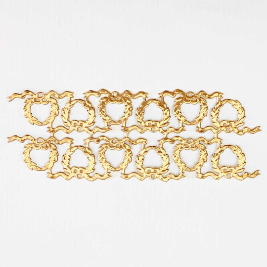 Antique Gold Dresden Foil Christmas Wreaths ~ 12