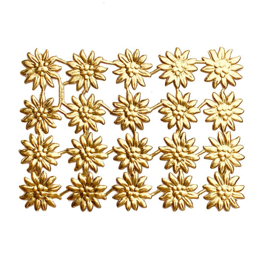 Antique Gold Dresden Foil Edelweiss Flowers ~ 20