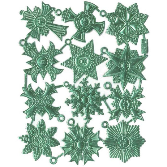 Medium Aqua Dresden Foil Medallions ~ 12 Assorted