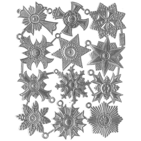Medium Silver Dresden Foil Medallions ~ 12 Assorted