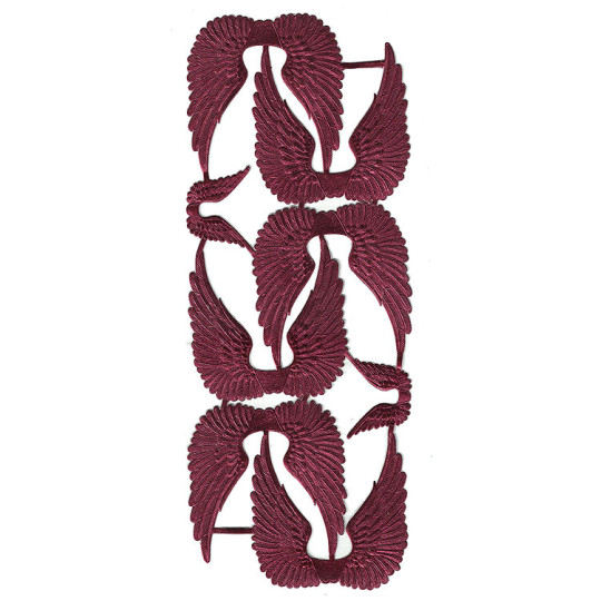 Burgundy Dresden Foil Swan Wings ~ 8
