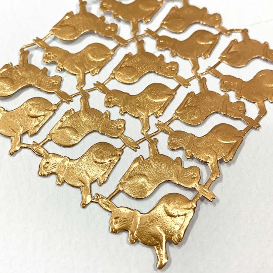 Petite Antique Gold Dresden Foil Easter Bunnies ~ 18
