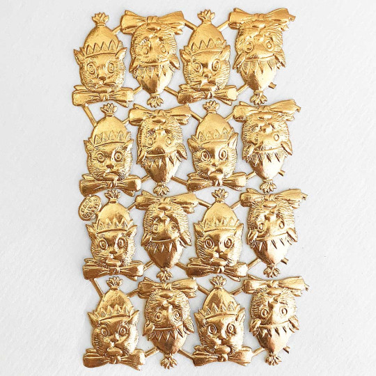 Antique Gold Dresden Foil Party Cats ~ 16