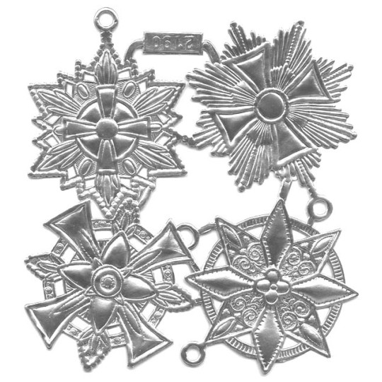 Large Silver Dresden Foil Medallions ~ 4 Assorted