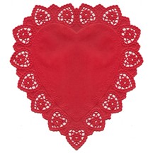 5 Large Red Heart Doilies ~ Germany ~ 10 1/2"
