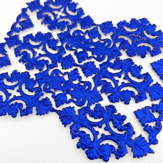 Dark Blue Dresden Foil Ornate Flourishes and Corners ~ 12