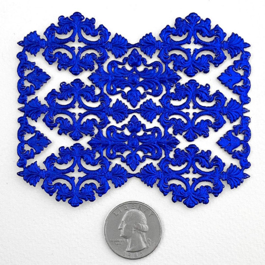 Dark Blue Dresden Foil Ornate Flourishes and Corners ~ 12