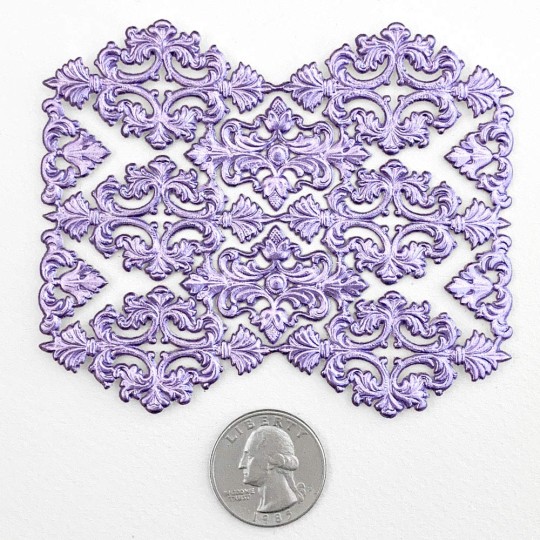 Light Purple Dresden Foil Ornate Flourishes and Corners ~ 12