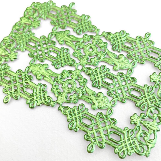 Light Green Dresden Foil Celtic Flourishes and Corners ~ 12