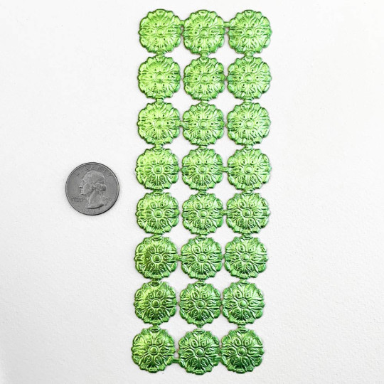 Light Green Dresden Foil Medallions ~ 24
