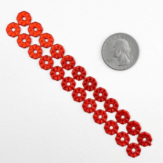 Red Dresden Foil Button Medallions ~ 20