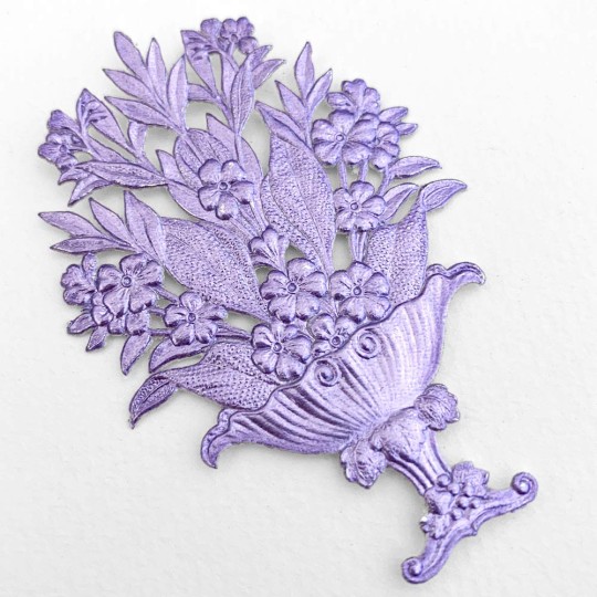 Fancy Light Purple Dresden Foil Flower Baskets ~ 2