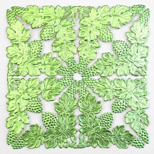 Extra Fancy Light Green Dresden Foil Corners with Grapes and Leaves ~ 4
