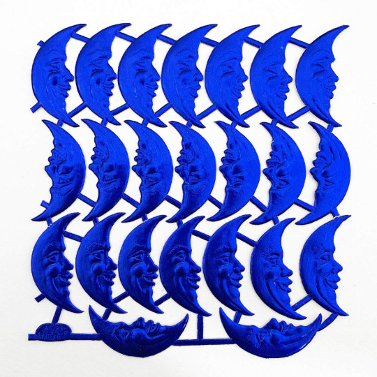 Dark Blue Dresden Foil Smiling Moons ~ 23