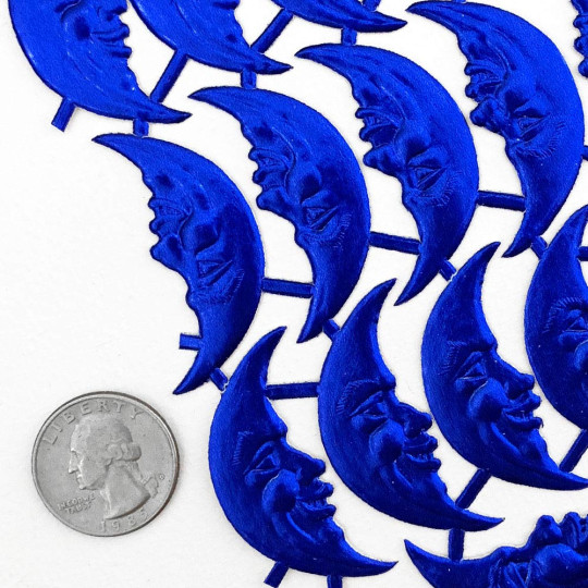 Dark Blue Dresden Foil Smiling Moons ~ 23
